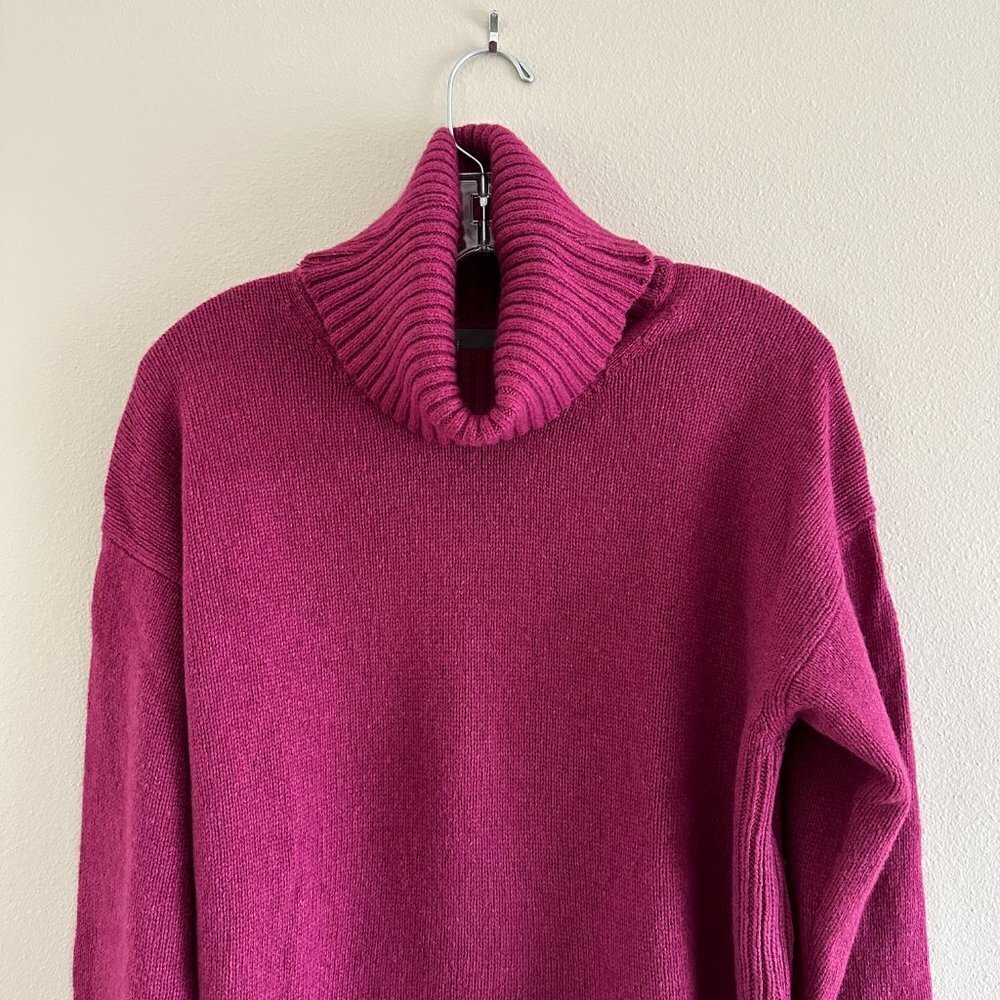 Anthropologie Blair Magenta Cowl Neck Slit Hem Sweater - Picture 3 of 9